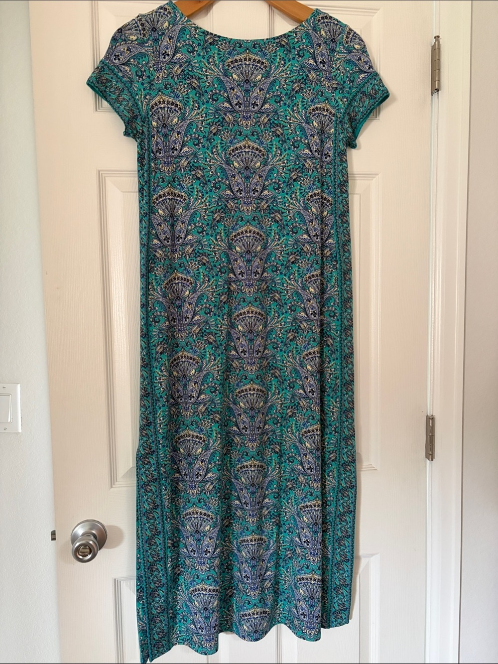 J. Jill Teal and Blue Paisley Midi Dress